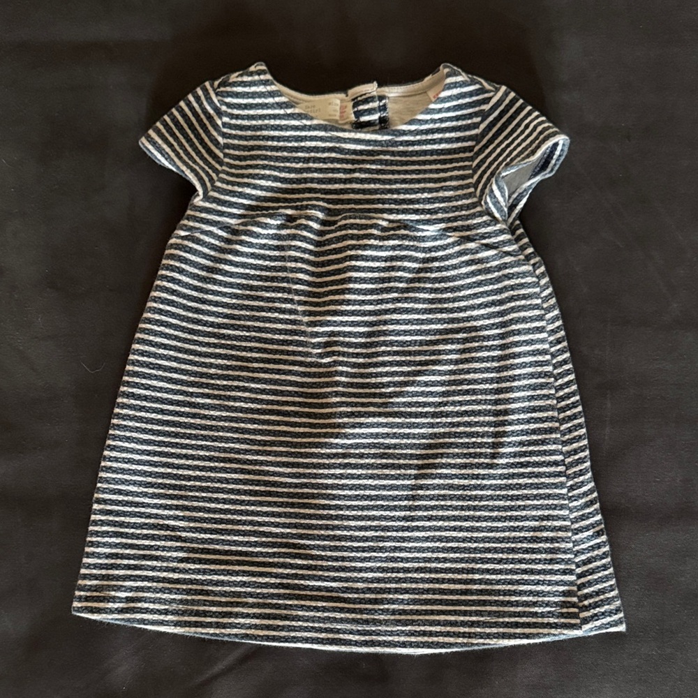 Zara Navy and White Striped Kids Dress